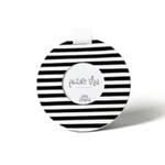 happy everything black stripe round picture frame