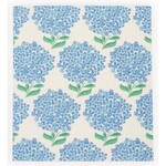 m. lynne designs blue hydrangea on white swedish dishcloth