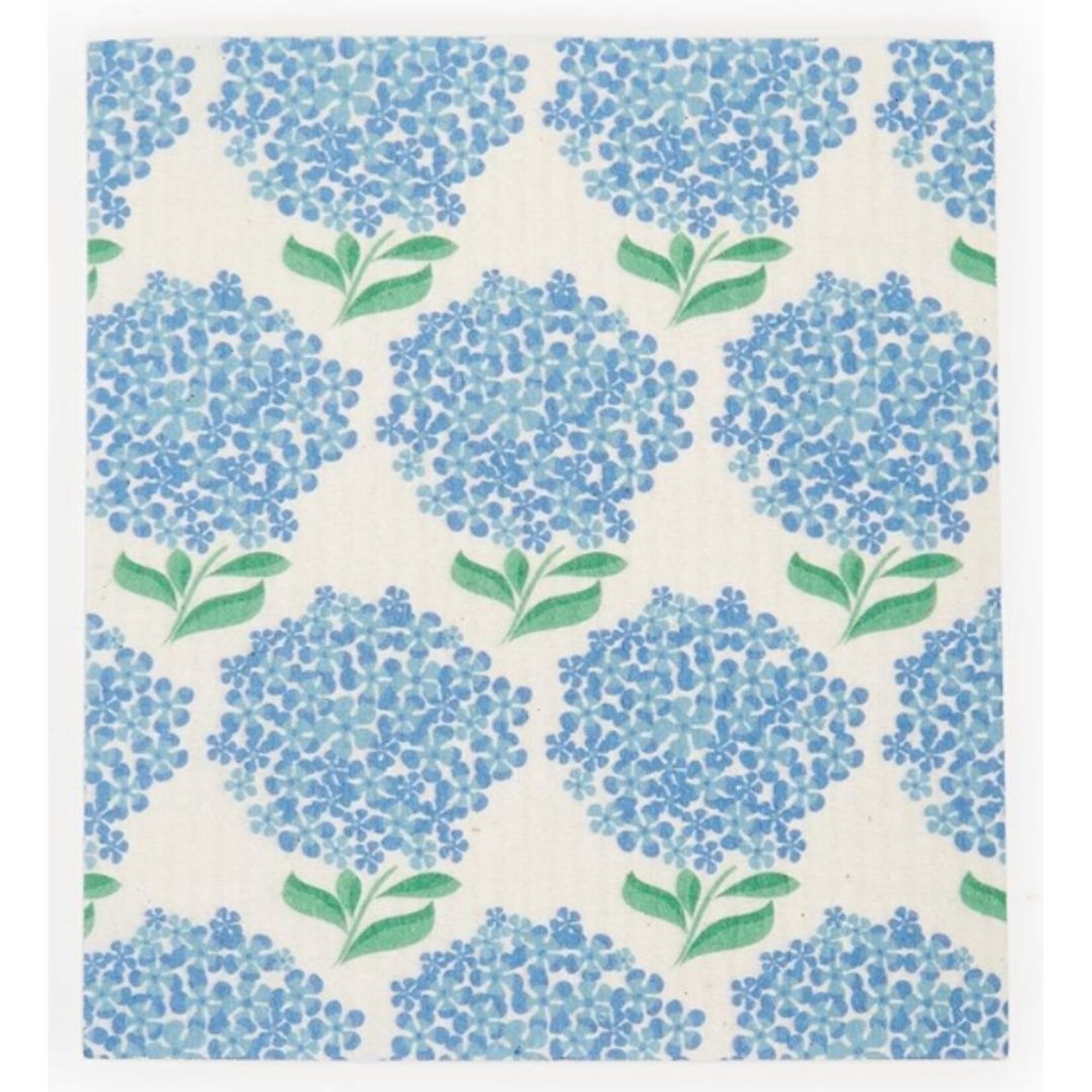 m. lynne designs blue hydrangea on white swedish dishcloth