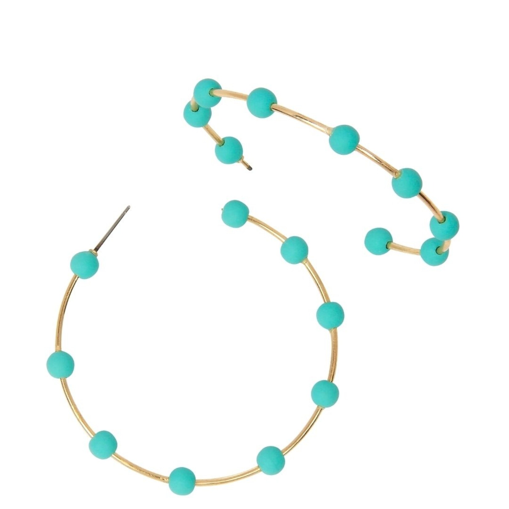 m. lynne designs bright teal bead gold hoop earring