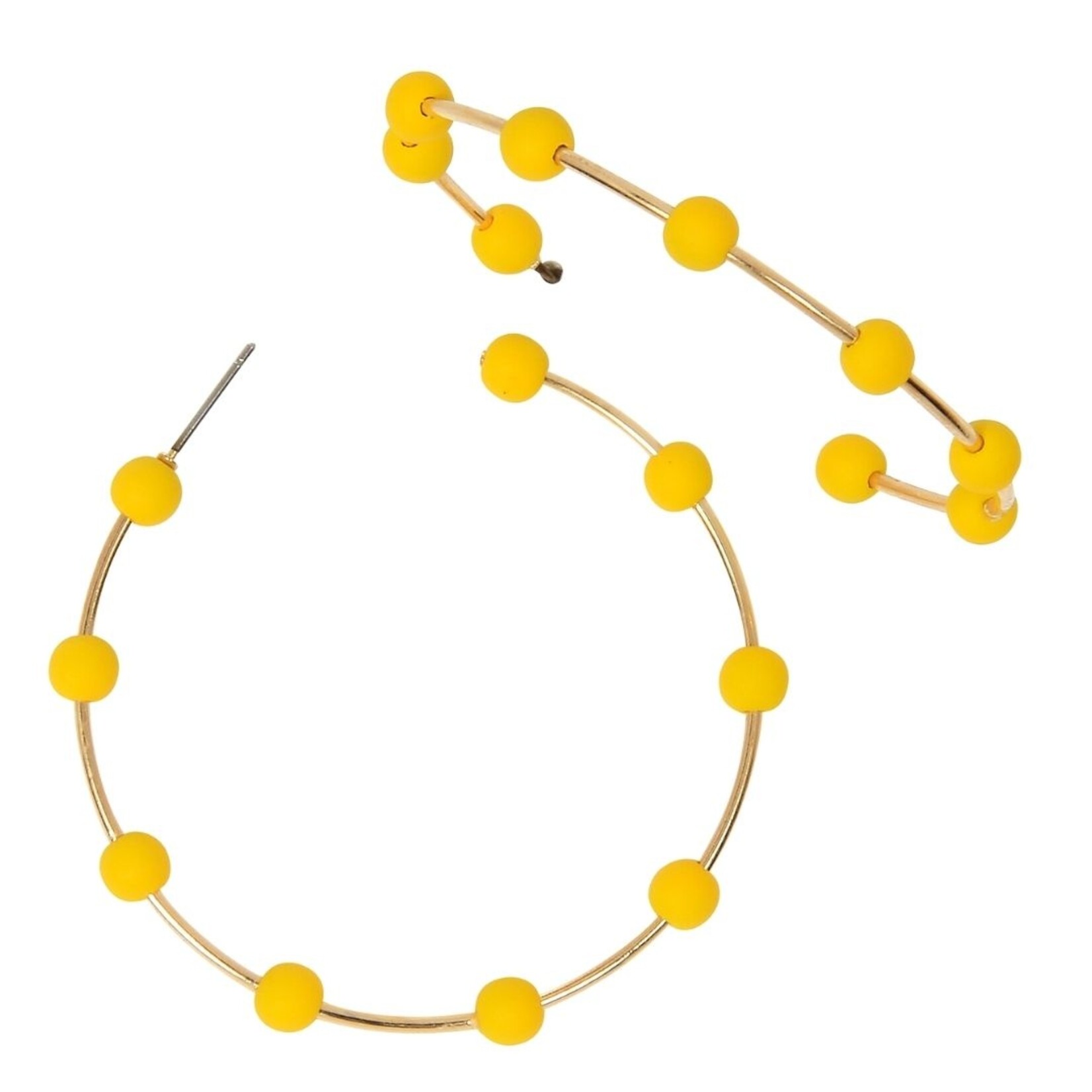 m. lynne designs bright yellow bead gold hoop earring