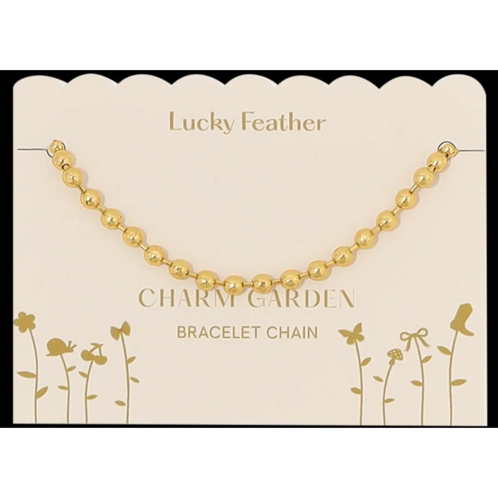 lucky feather charm garden gold ball chain bracelet