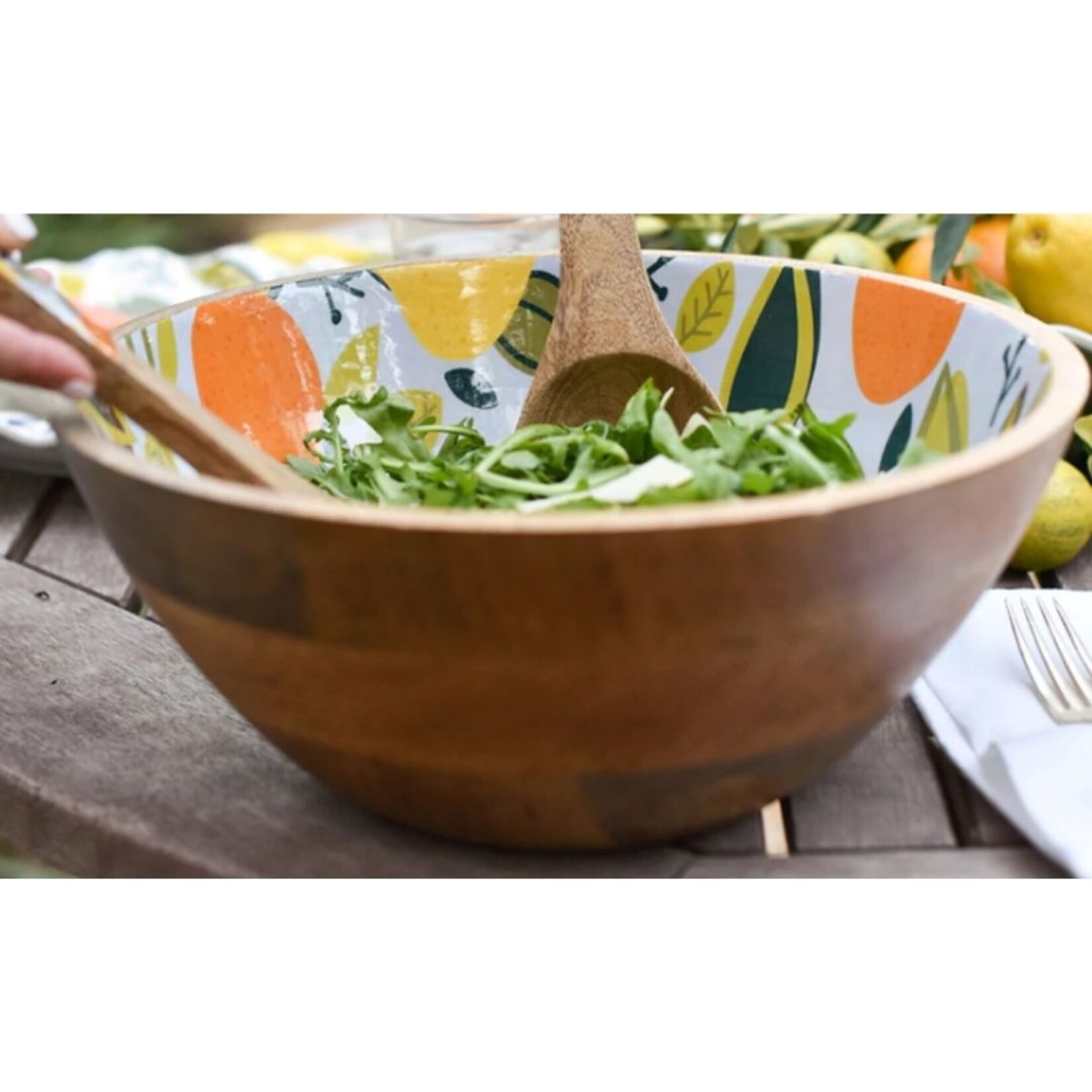 coton colors citrus wooden footed bowl