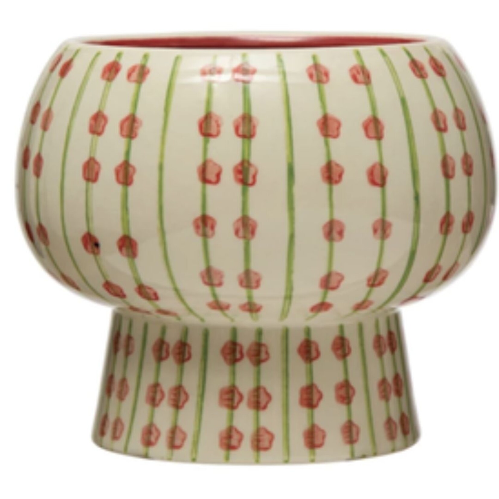 m. lynne designs cream, green & red bubble vase