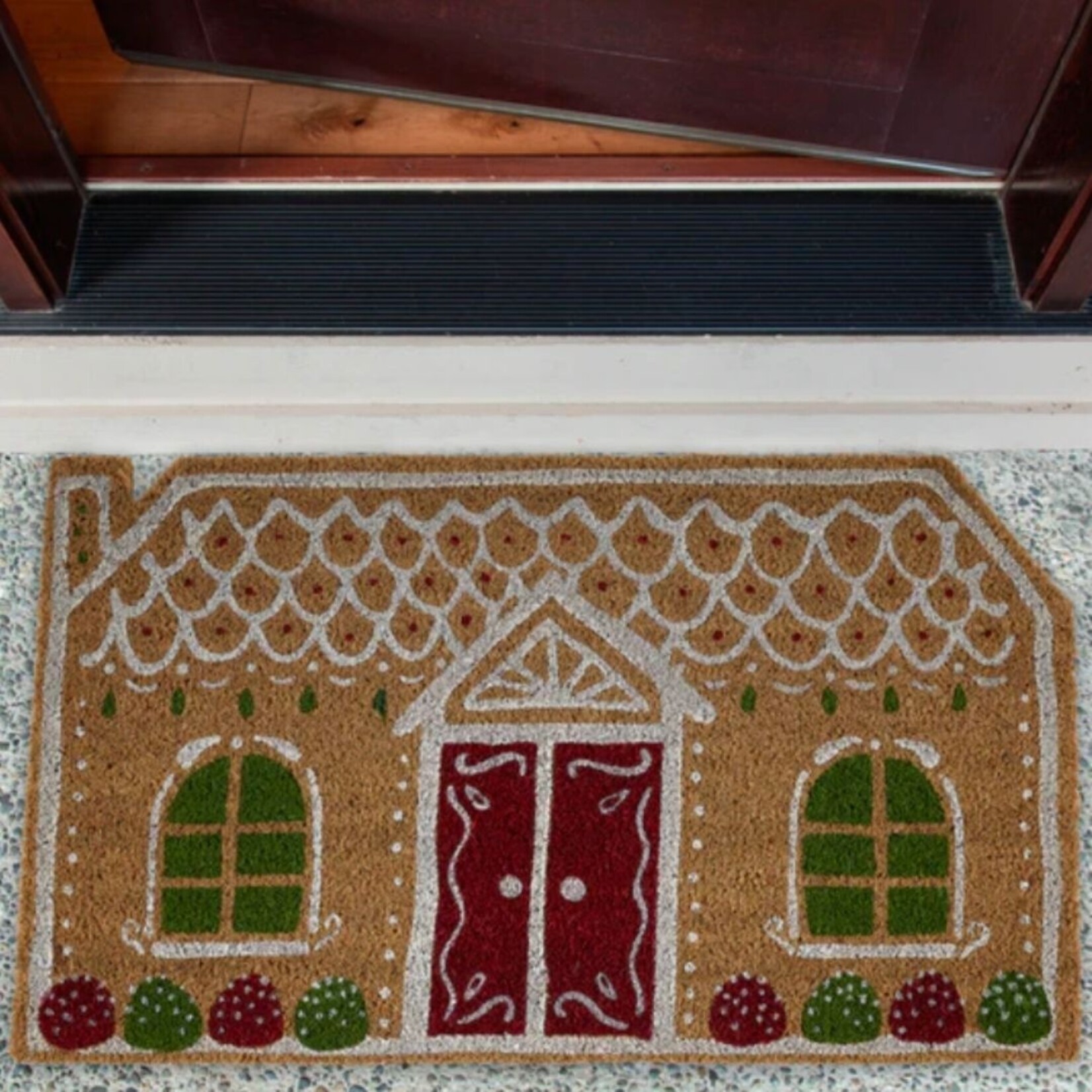 m. lynne designs gingerbread house coir mat