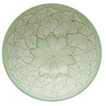 m. lynne designs green handpainted bowl with flower pattern