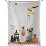 m. lynne designs halloween pups tea towel