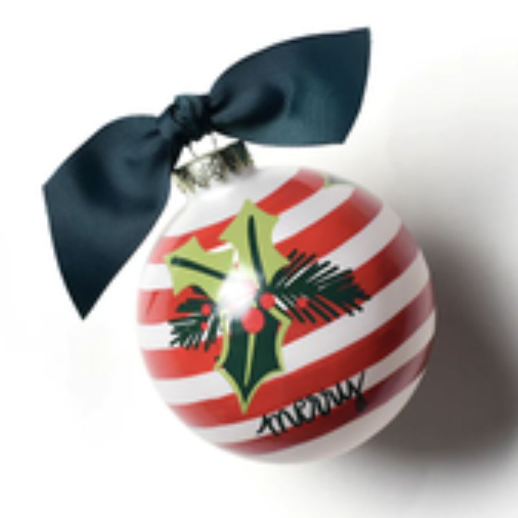 coton colors holly stripe glass ornament