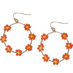 m. lynne designs orange daisy flower bead hoop earring