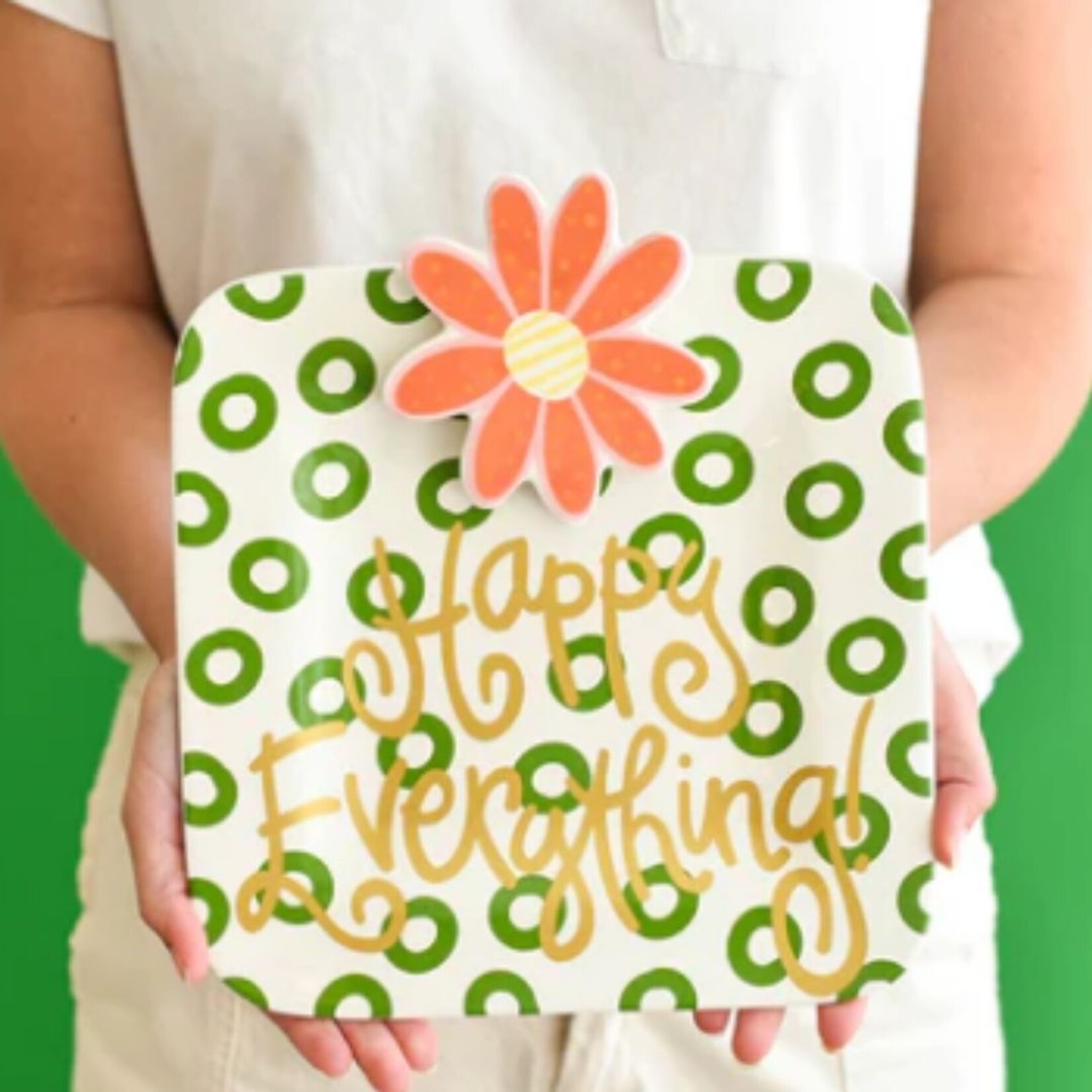 happy everything peridot mini square platter