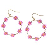 m. lynne designs pink daisy flower bead hoop earring