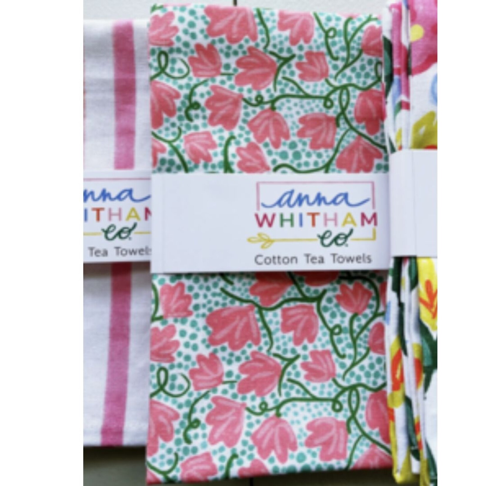 m. lynne designs pink vine tea towel