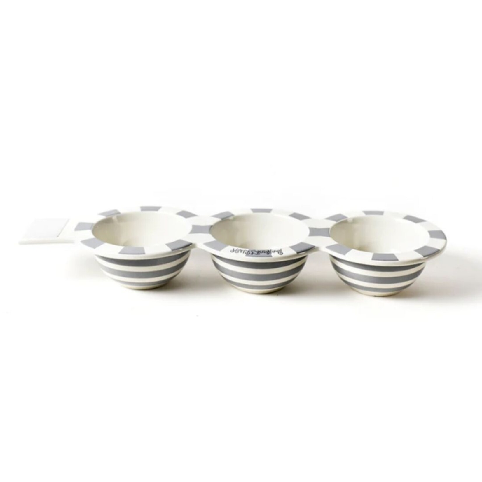 happy everything stone stripe trio bowl