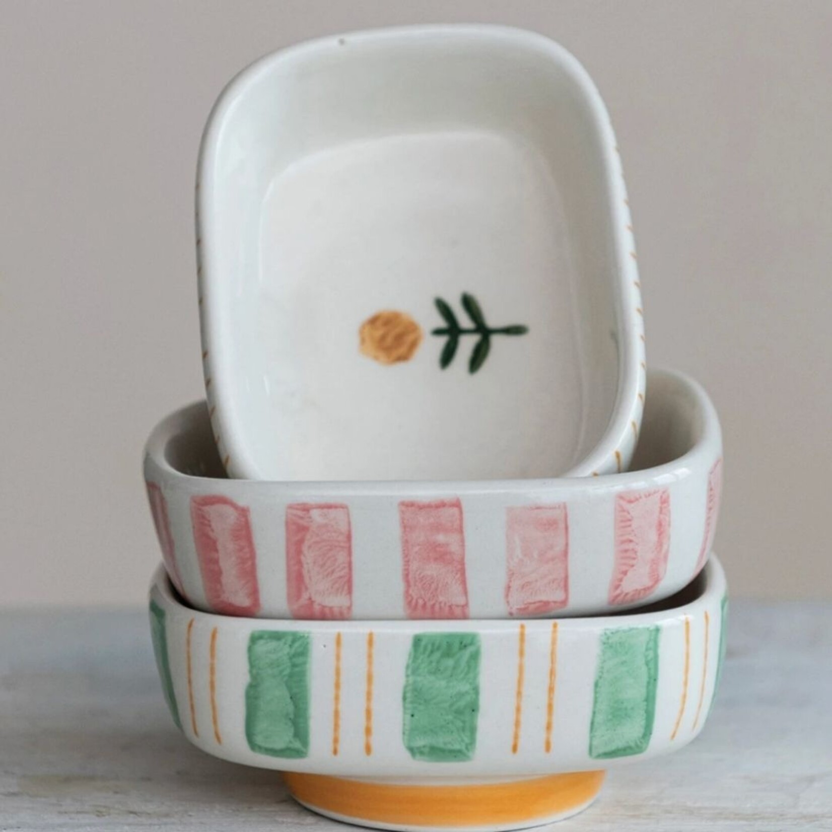 m. lynne designs stripes & flowers trinket dish