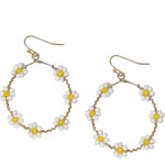 m. lynne designs white daisy flower bead hoop earring
