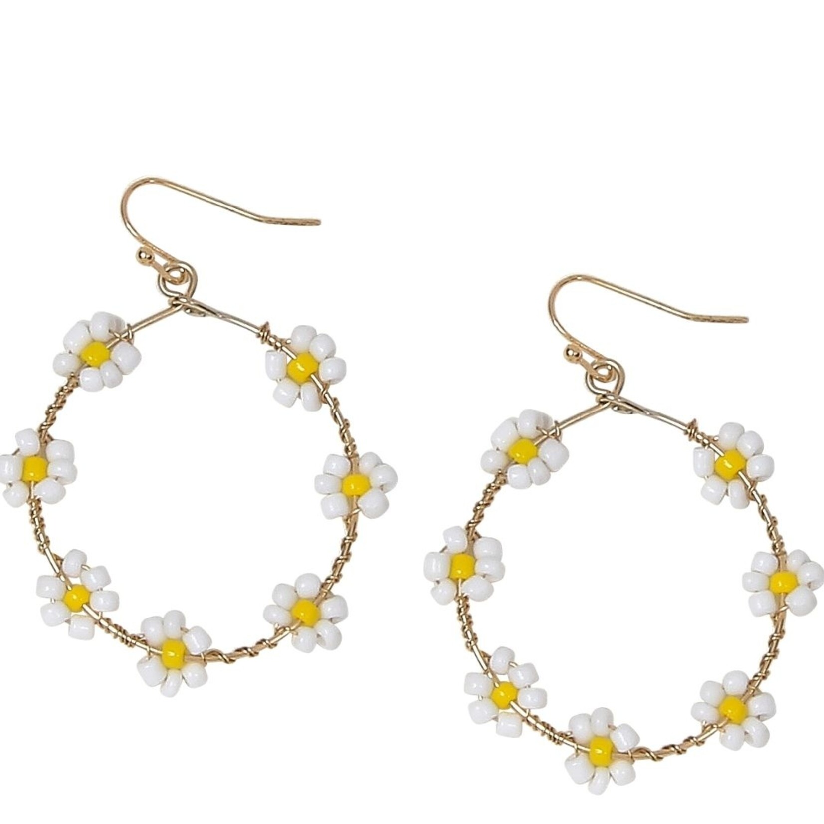 m. lynne designs white daisy flower bead loop earring