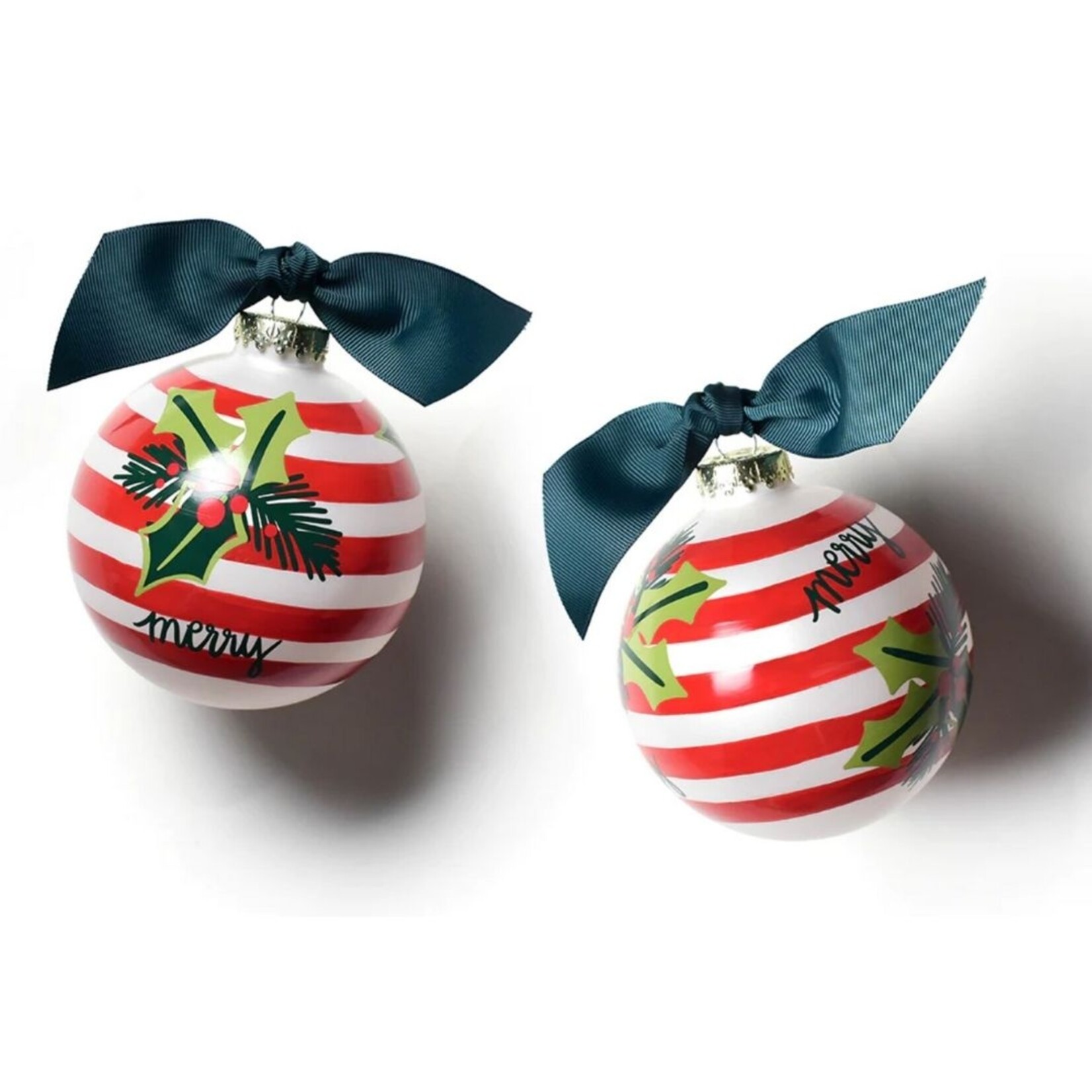 coton colors holly stripe glass ornament