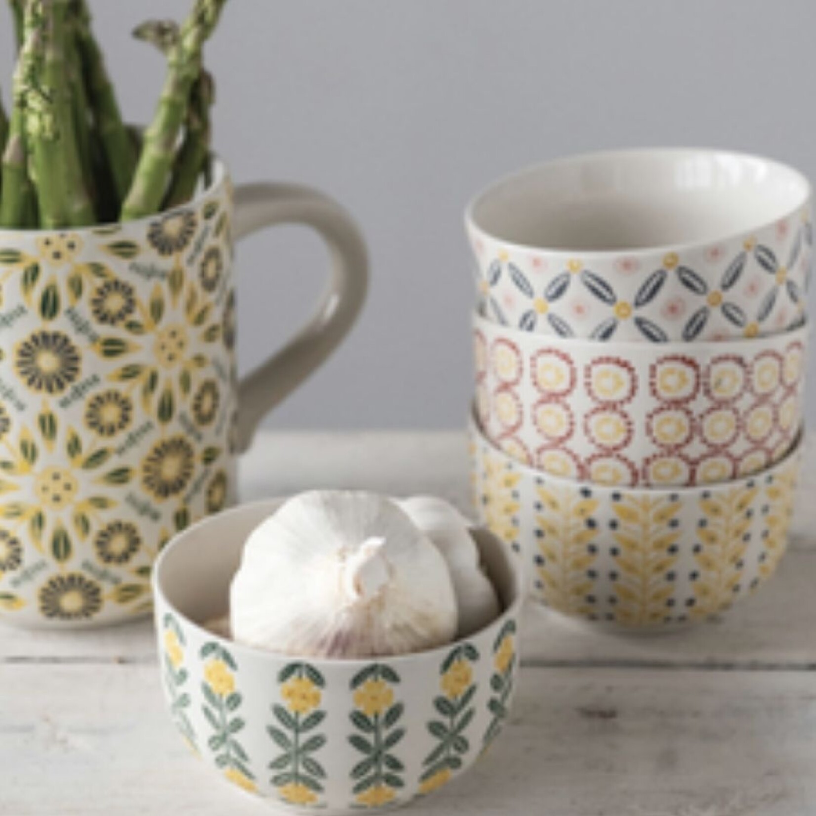 m. lynne designs colorful hand-stamped stoneware bowl