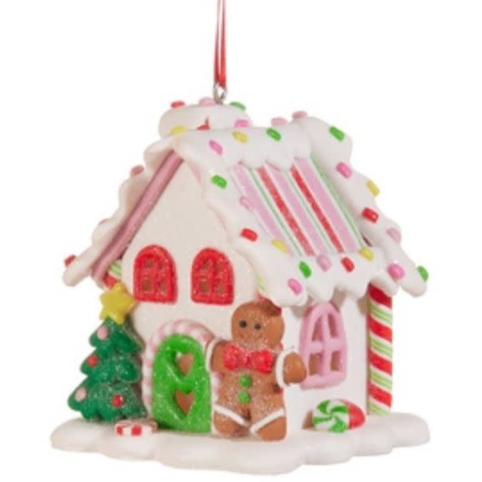 m. lynne designs colorful candy gingerbread house ornament