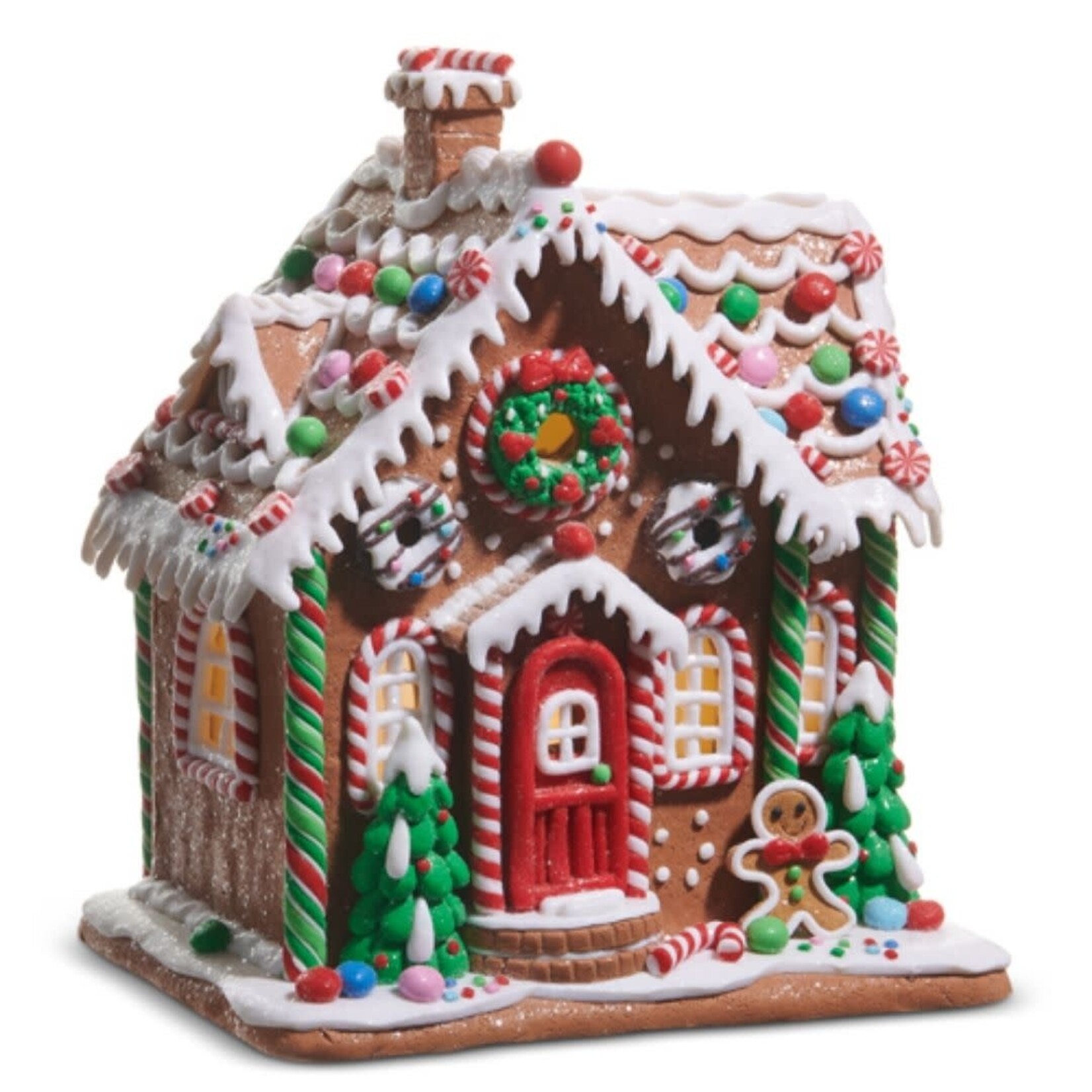 m. lynne designs 10" lighted gingerbread house with gumdrop and mint detail