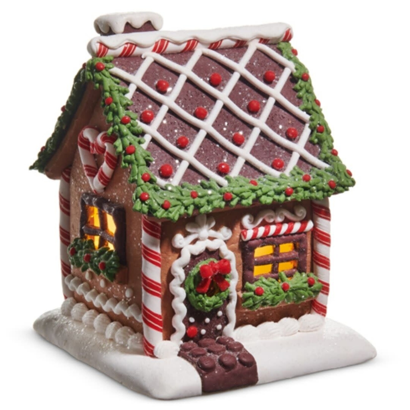 m. lynne designs chocolate gingerbread house with greenery & window box