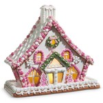 m. lynne designs lighted waffle gingerbread house with pink detail
