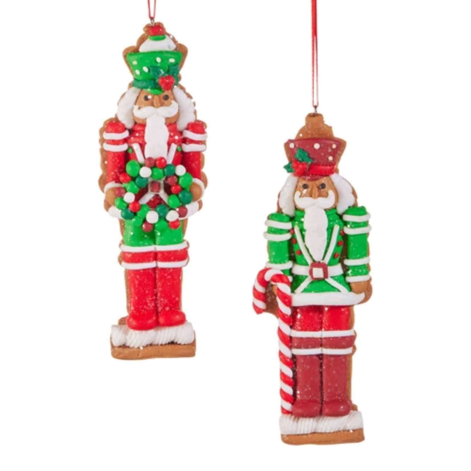 m. lynne designs red & green gingerbread nutcracker ornament