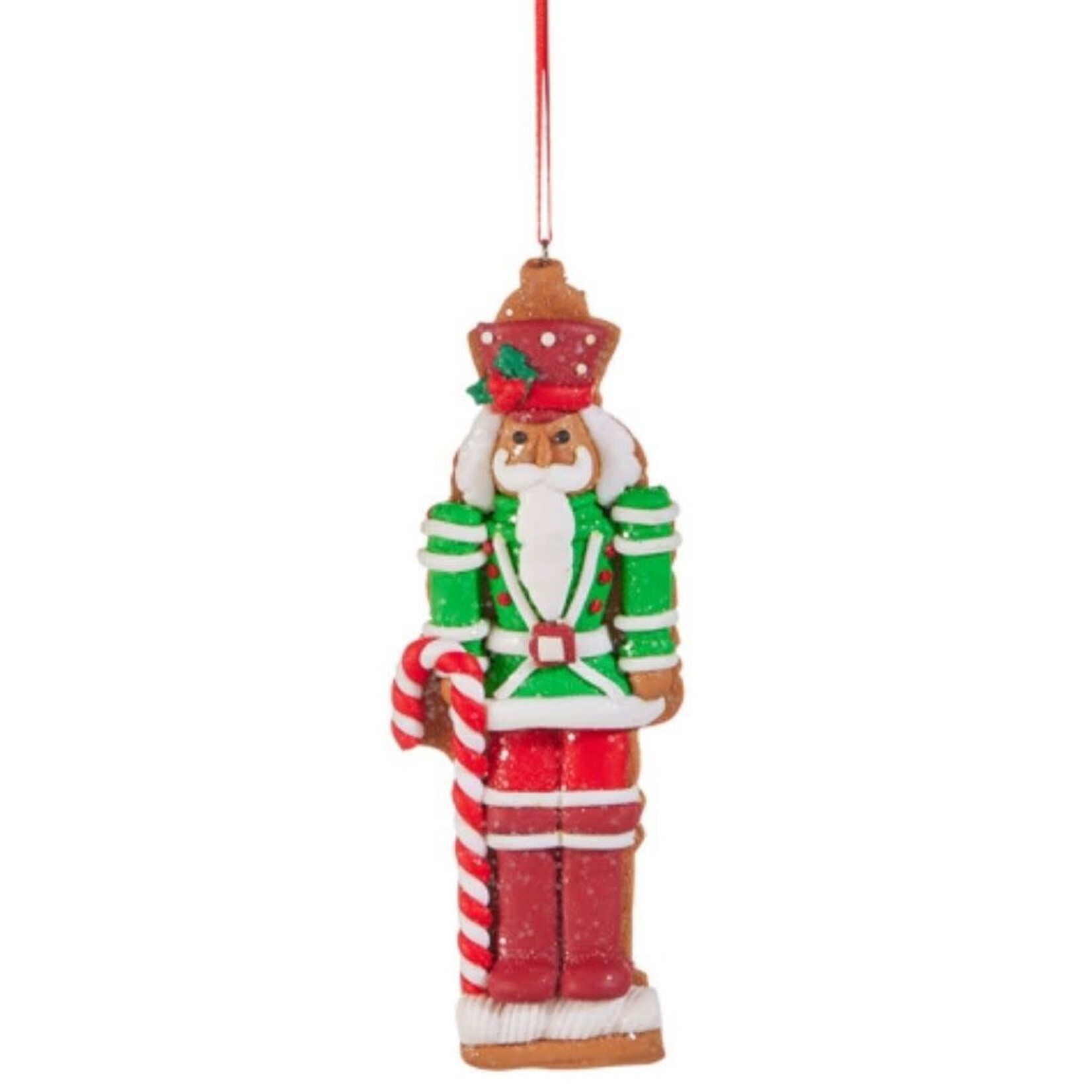 m. lynne designs red & green gingerbread nutcracker ornament