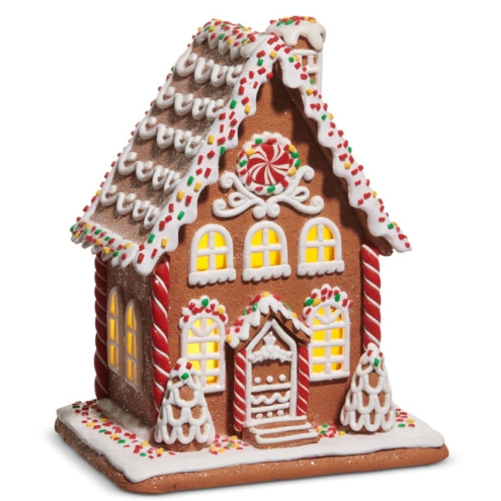 m. lynne designs lighted gingerbread house sprinkle with scallop roof