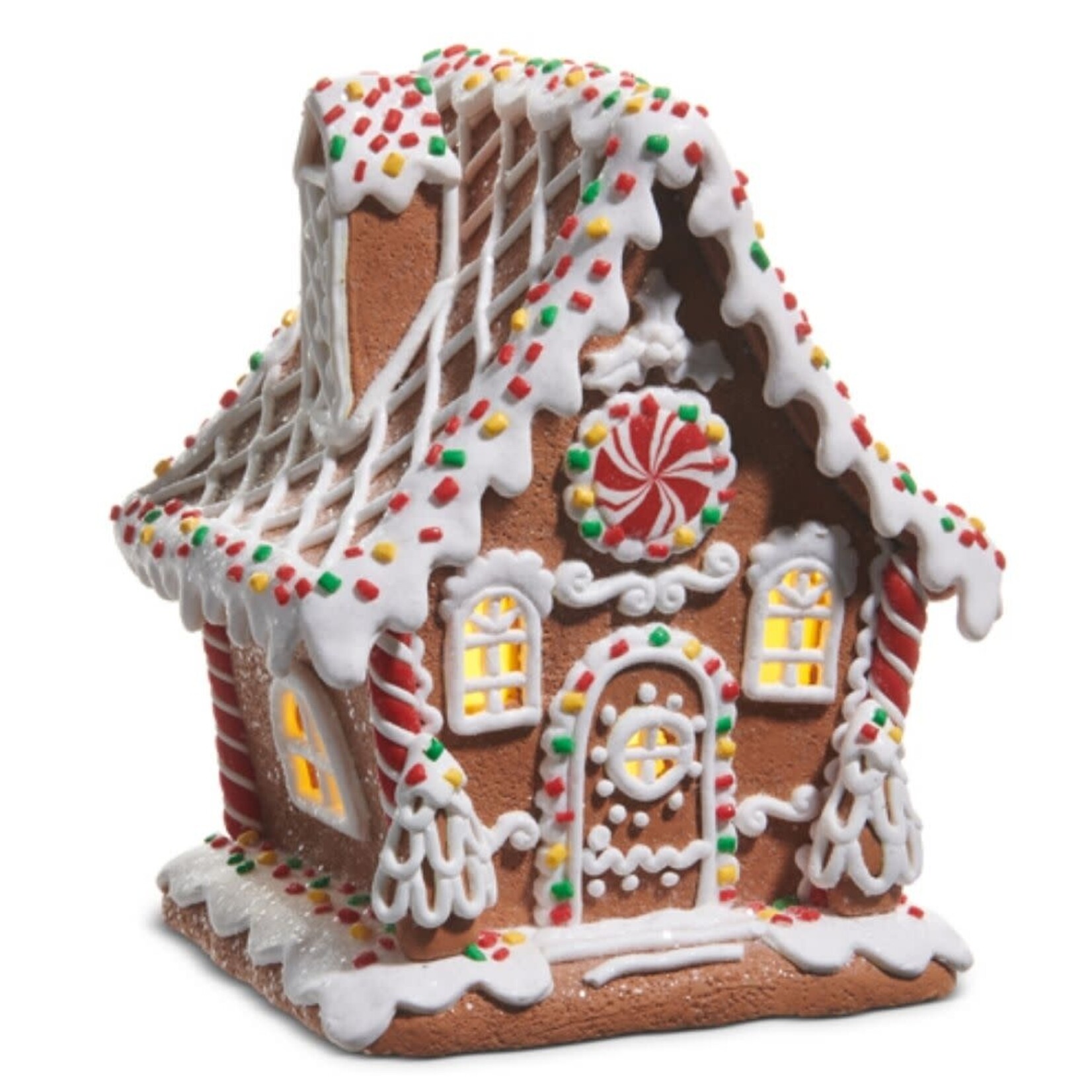 m. lynne designs lighted sprinkle gingerbread house with curved roof