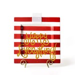 happy everything red stripe big square platter