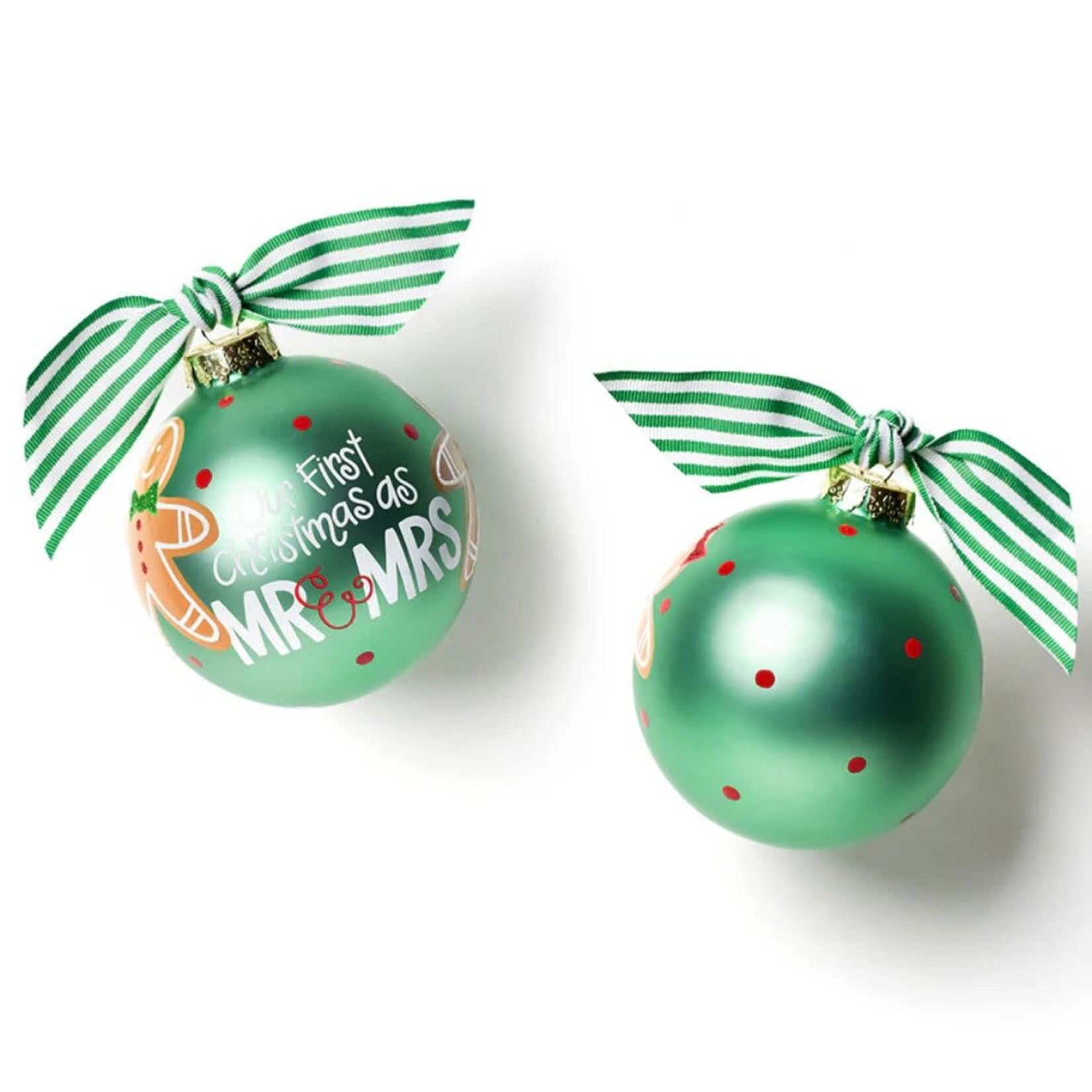 coton colors our first christmas as mr. & mrs. gingerbread glass ornament