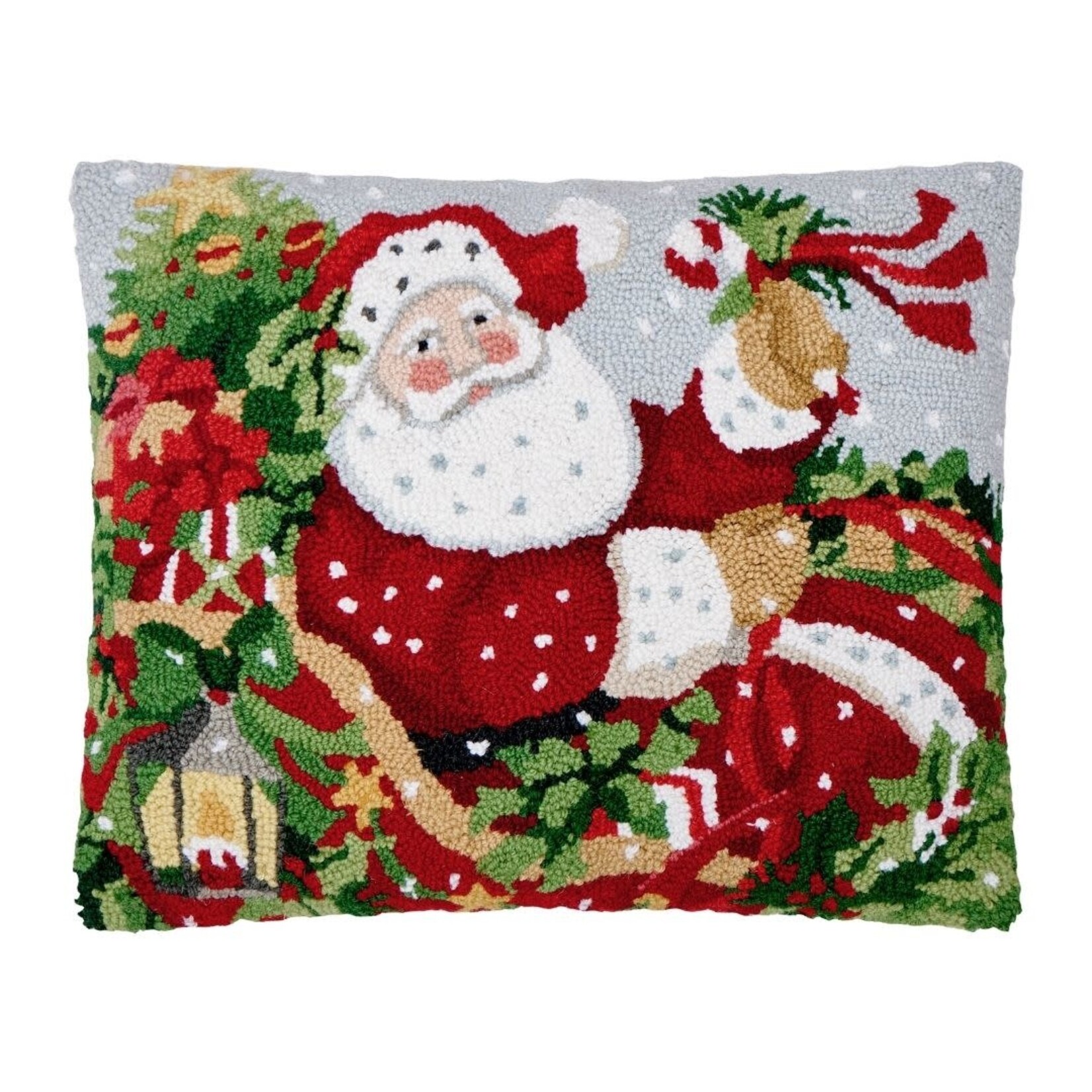 m. lynne designs santa in sleigh hook pillow