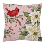 m. lynne designs white poinsettia cardinal hook pillow