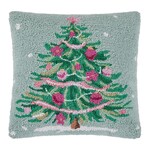 m. lynne designs pink & green christmas tree hook pillow