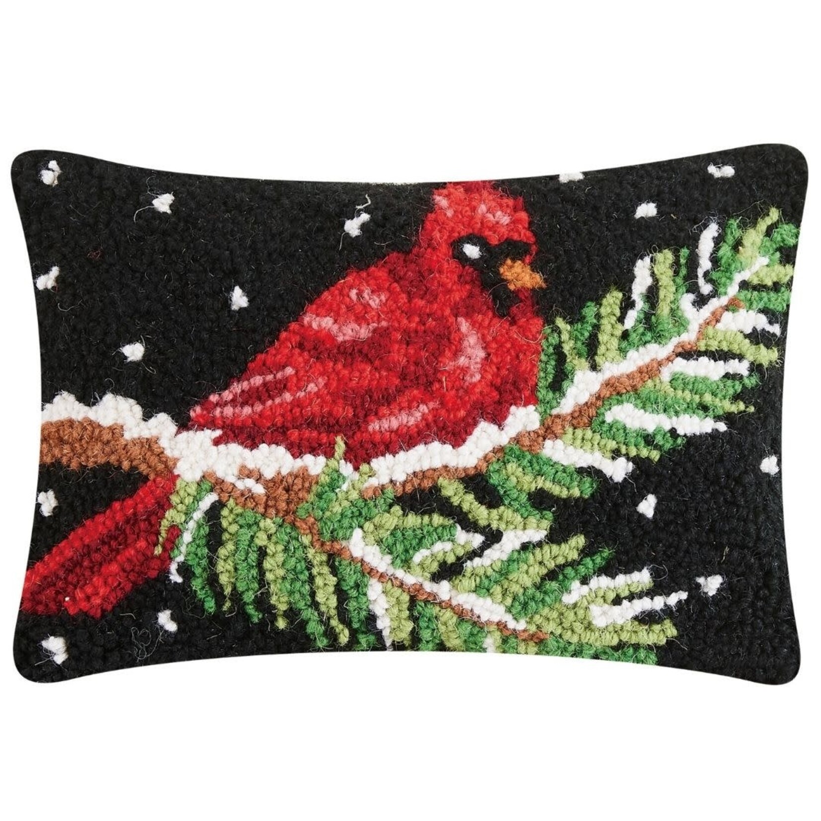 m. lynne designs cardinal on branch hook pillow