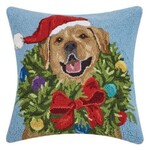 m. lynne designs golden labrador wreath hook pillow