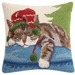 m. lynne designs holiday napping cat hook pillow