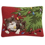 m. lynne designs holiday cat under the tree hook pillow