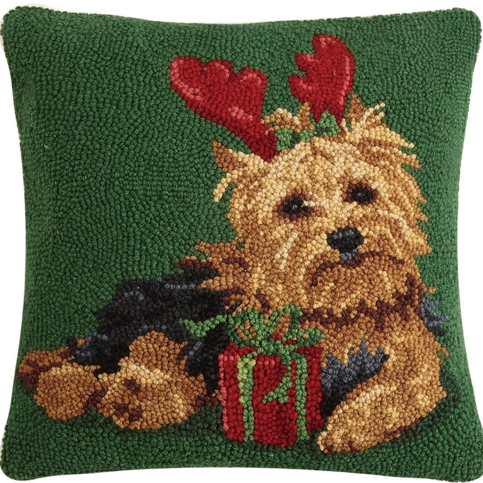 m. lynne designs christmas yorkshire terrier hook pillow
