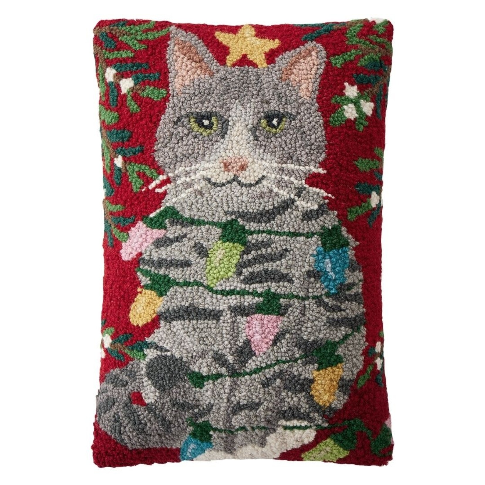 m. lynne designs christmas cat with lights hook pillow