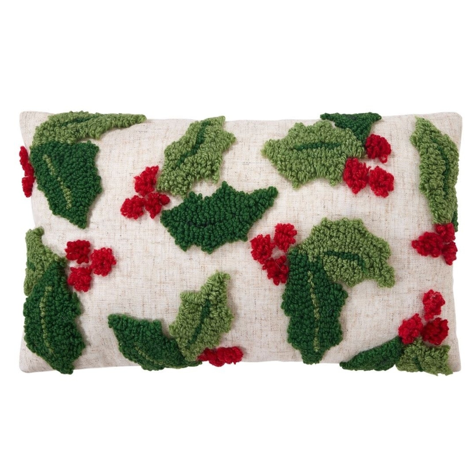 m. lynne designs holly with berries textured pillow
