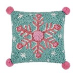 m. lynne designs snowflake with pom poms hook pillow