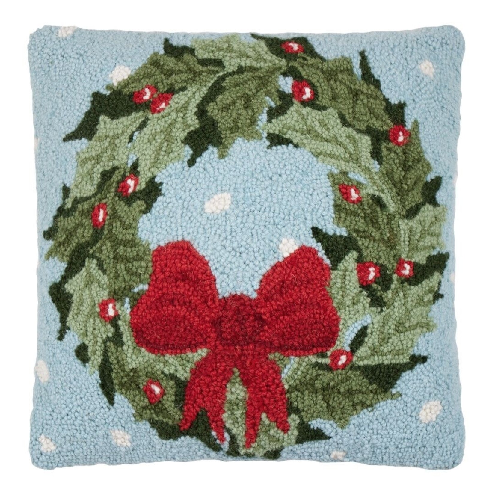 m. lynne designs holly wreath with bow hook pillow