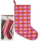 m. lynne designs plaid pink abstract needlepoint stocking
