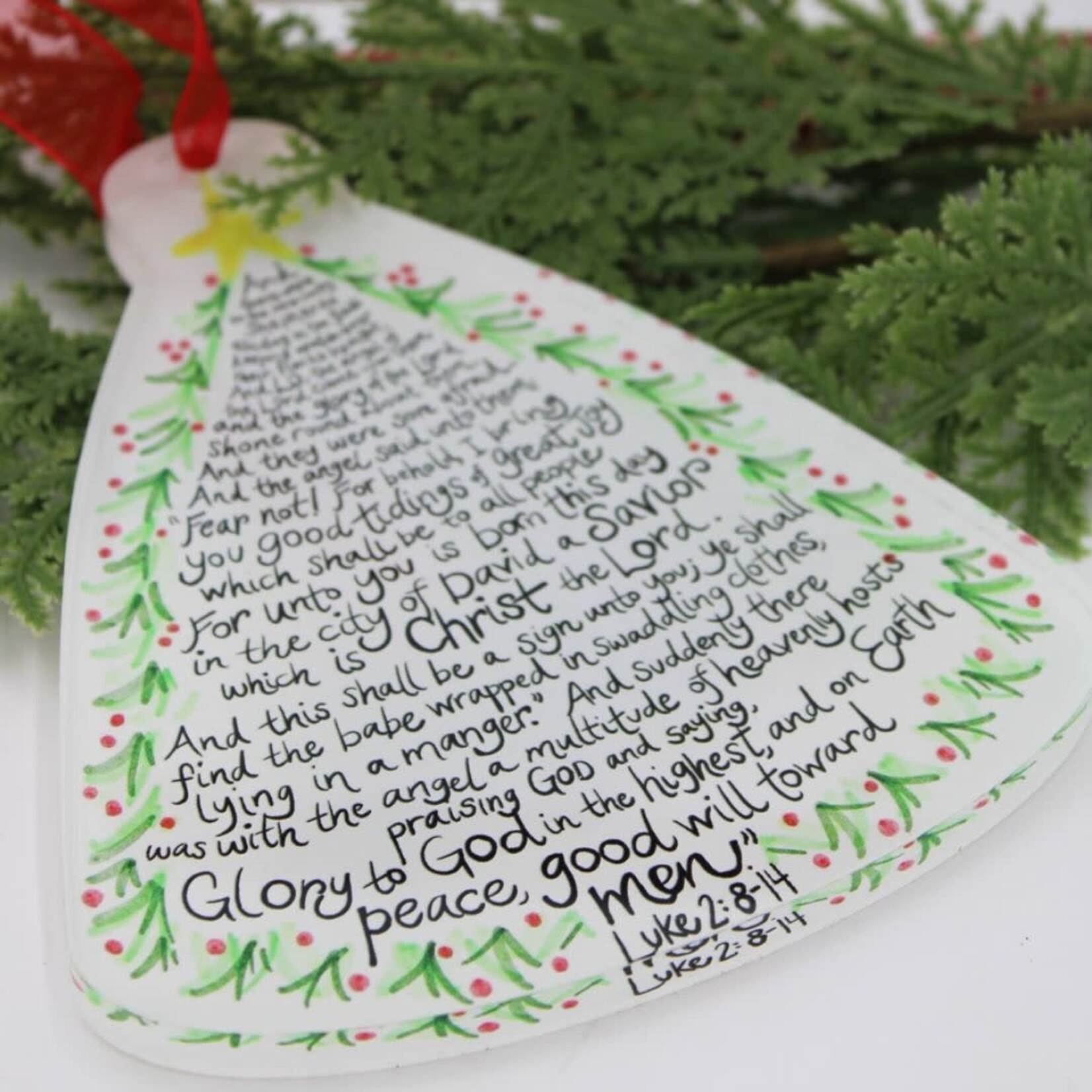 m. lynne designs acrylic luke 2:8-14 ornament