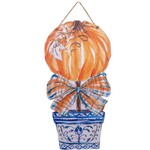 the round top collection blue pumpkin door hanger