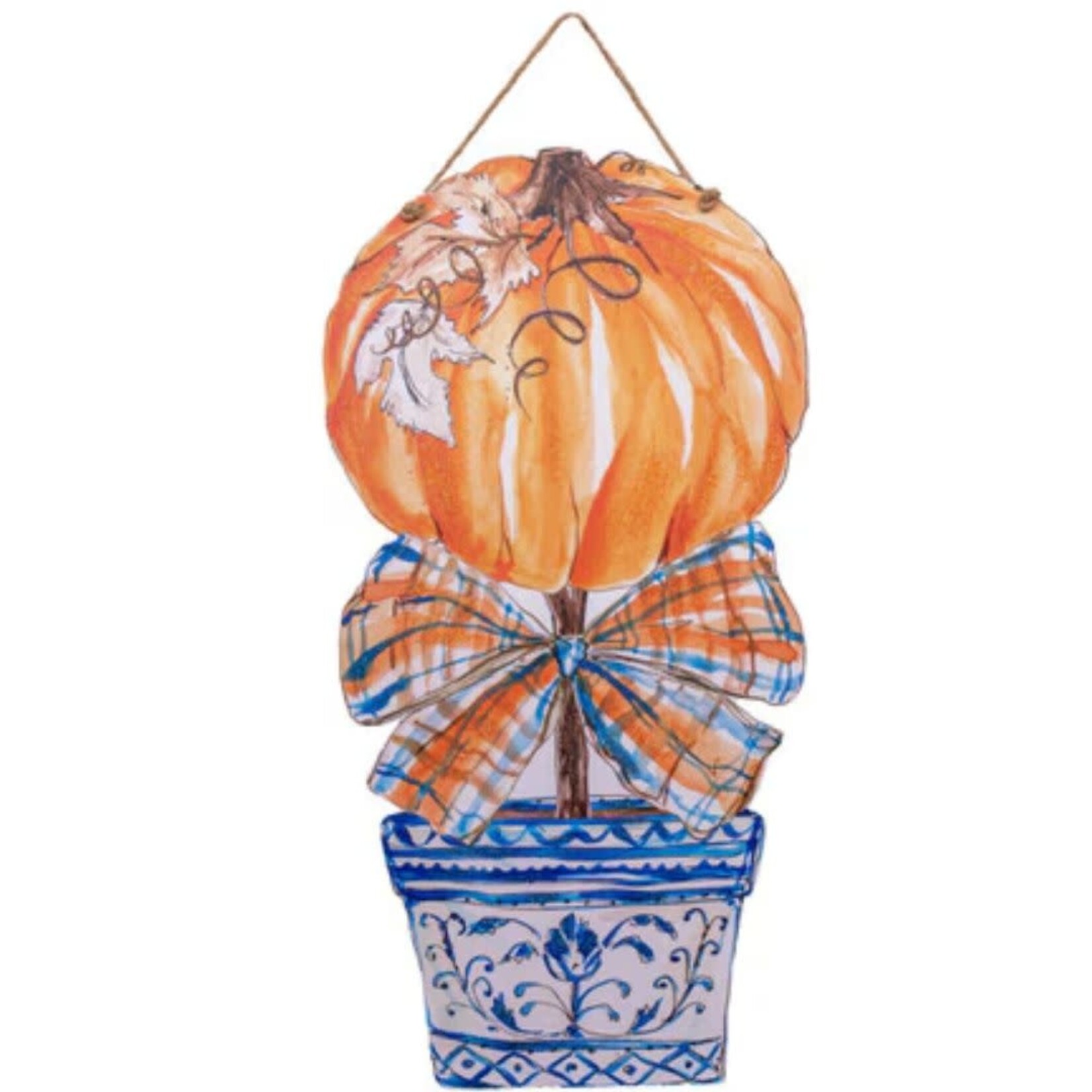 the round top collection blue pumpkin door hanger