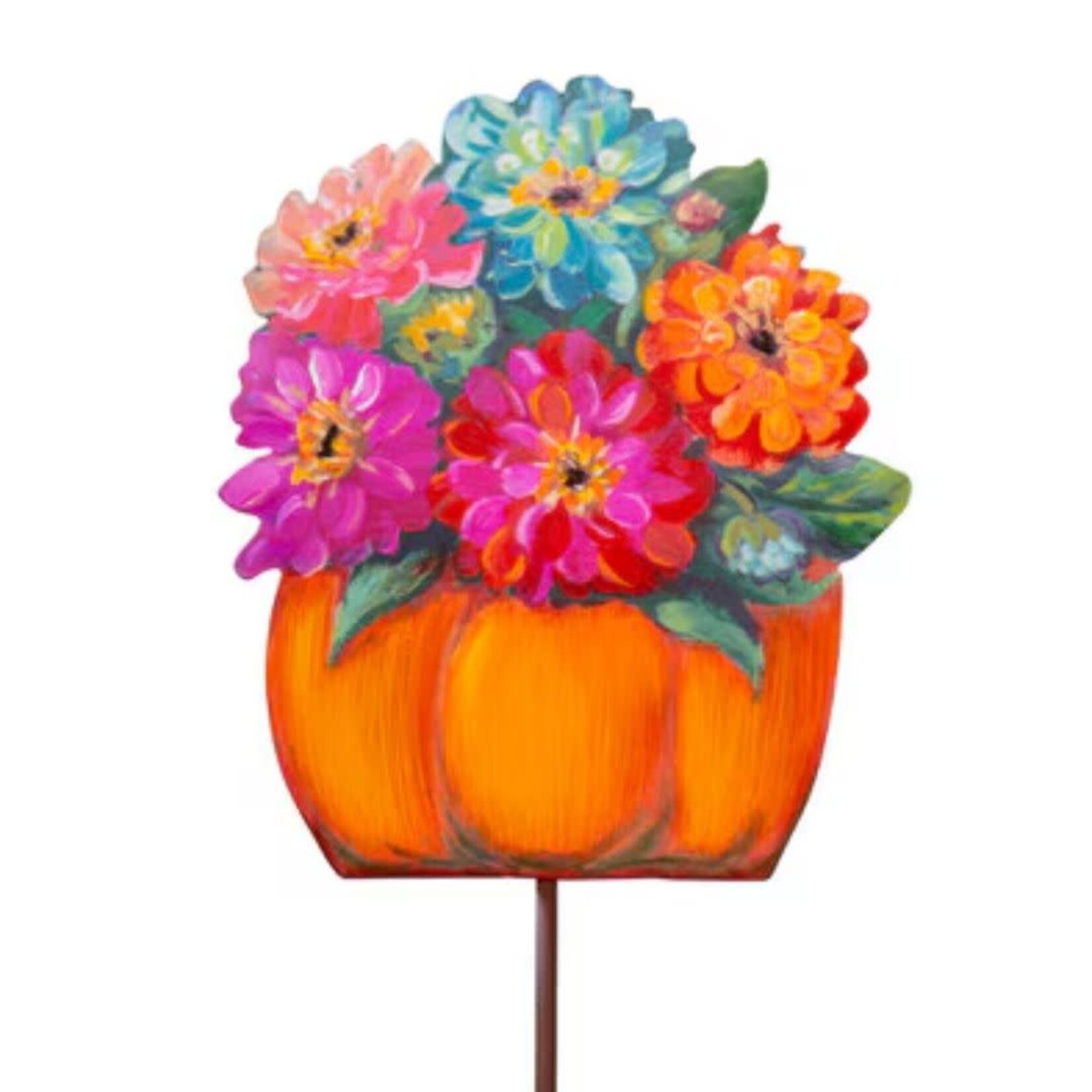 the round top collection zinnia pumpkin stake
