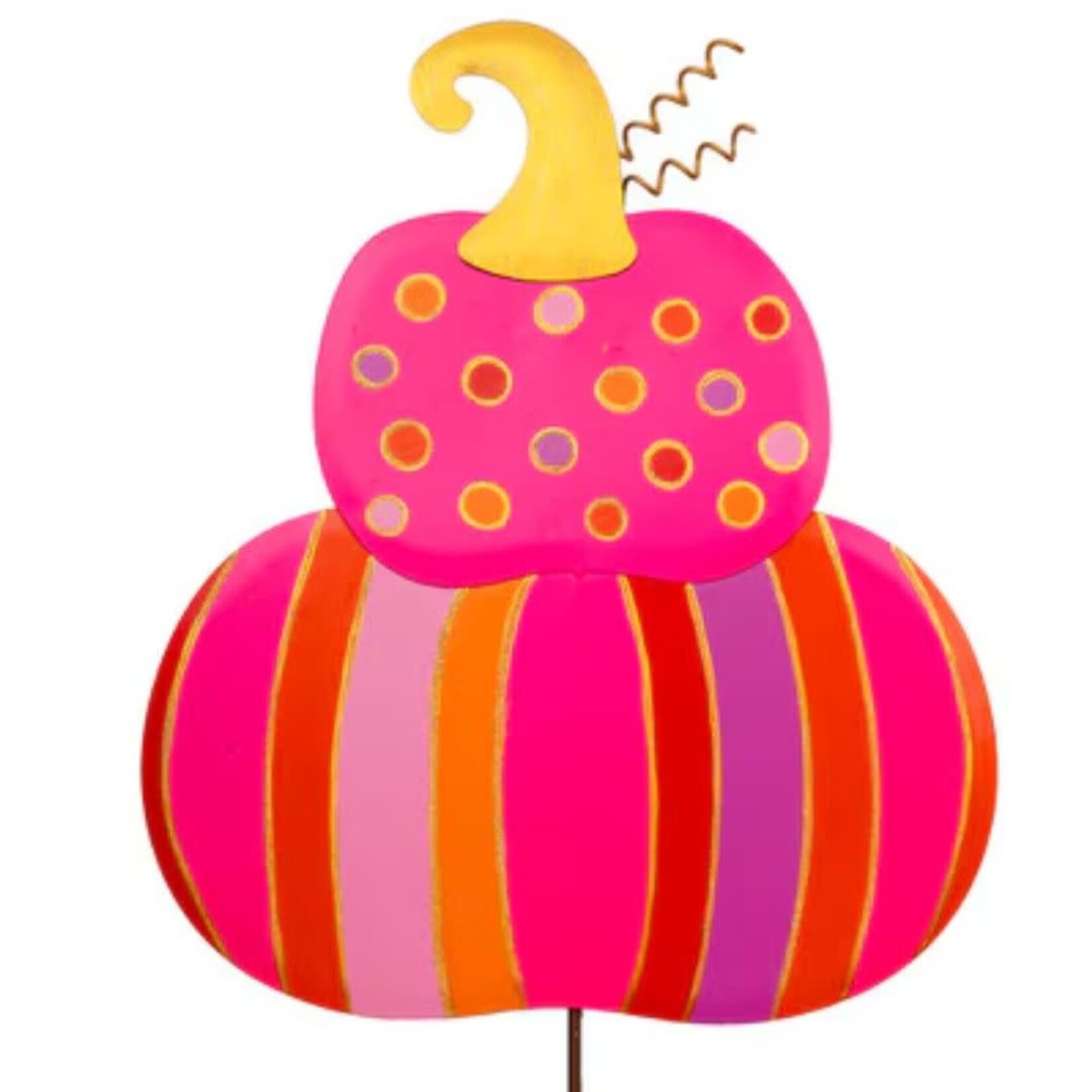 the round top collection bright pumpkin stack stake